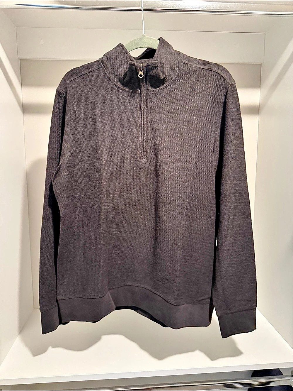 Billy Reid French Terry Half Zip Men's Quarter-Zip Pullover Gray Medium